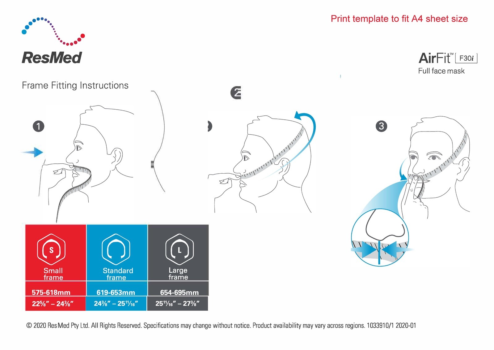 Resmed N30i Sizing Chart