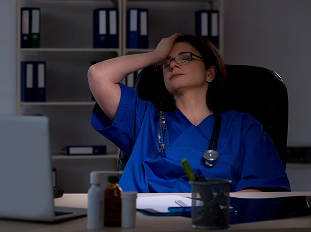 Shift worker tired on the job