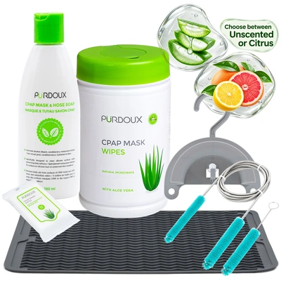 CPAP Cleaning Kit with Drying Hanger &amp; Protector Mat