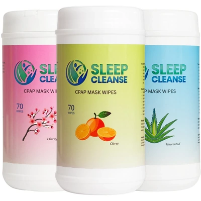 Sleep Cleanse CPAP Mask Wipes – Tub of 70 (Aloe, Cherry Blossom, Citrus)
