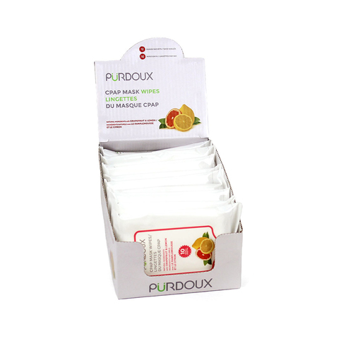CPAP Mask Wipes with Citrus Scent - Box 12 Travel Packs